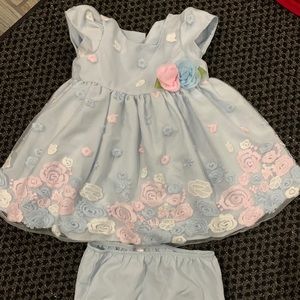 Blue embroidered dress